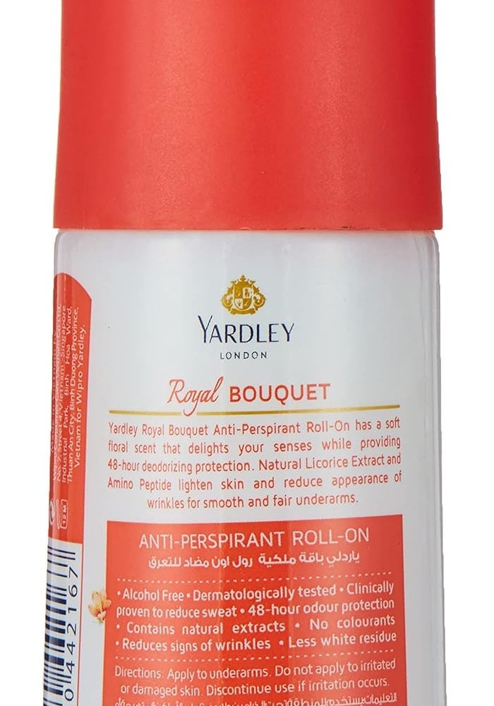 Yardley ياردلي لندن رويال باكيه مضاد للتعرق رول أون، 50 مل - عطر زهور منعش - Image 4